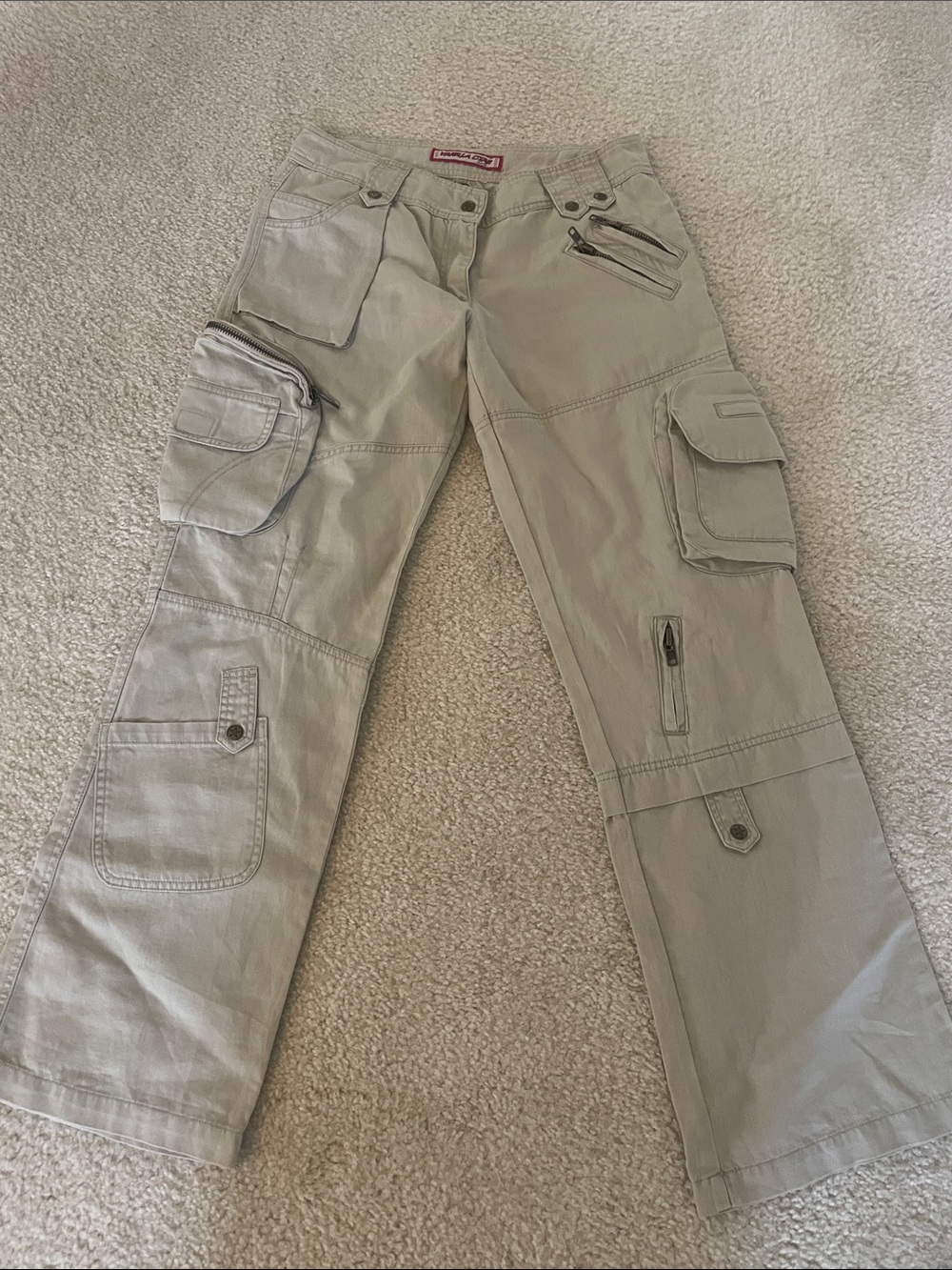 Vanilla Star Khaki Cargo jeans Pants with Multi-Pocket Details